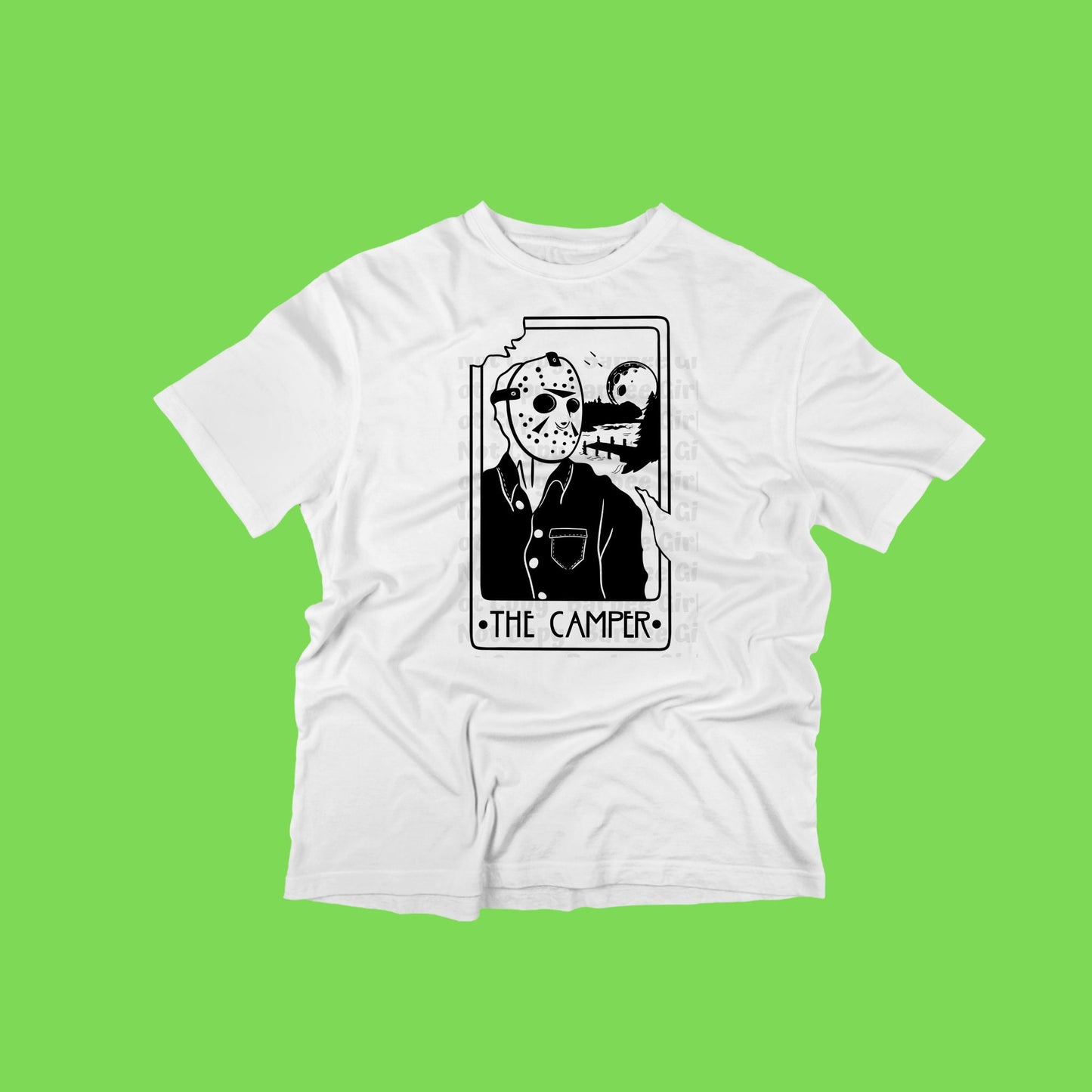 Adult T-Shirt Scary Tarot Card "The Camper"