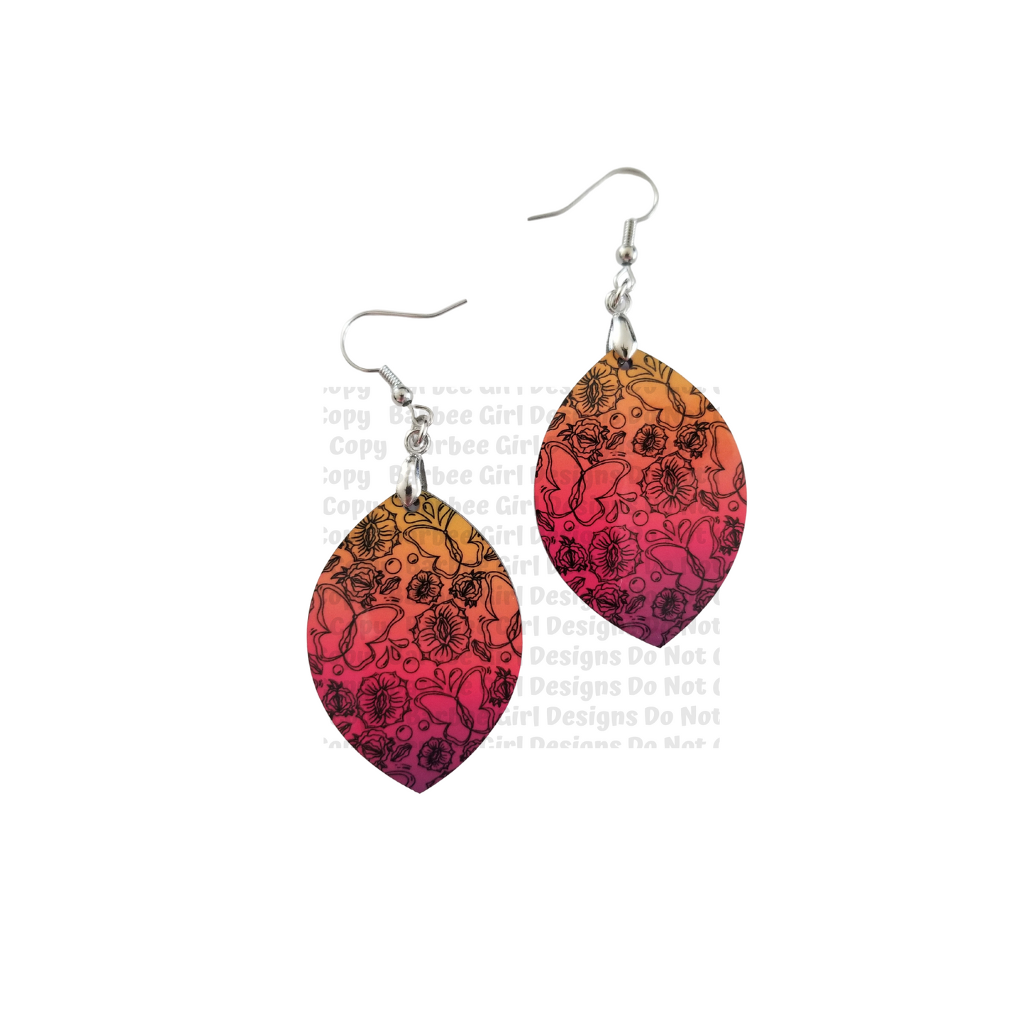 Adult Leaf Shaped Secret Vagina Butterflies Design Earrings