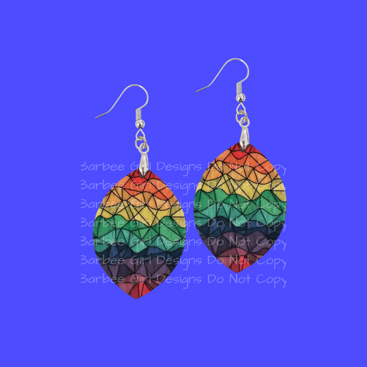 Adult Earrings with Stained Glass Looking Rainbow Design