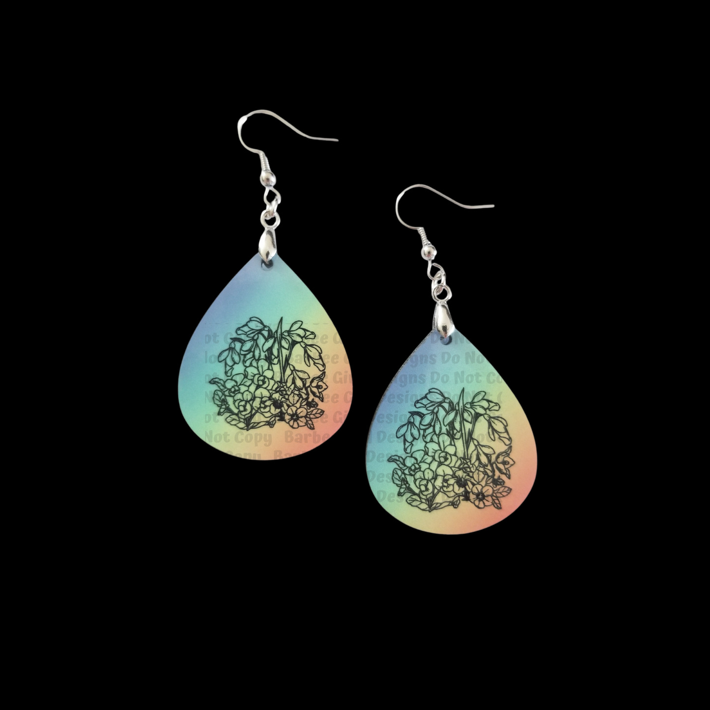 Adult Teardrop Shaped Naughty Suspicious Flowers Design Earrings