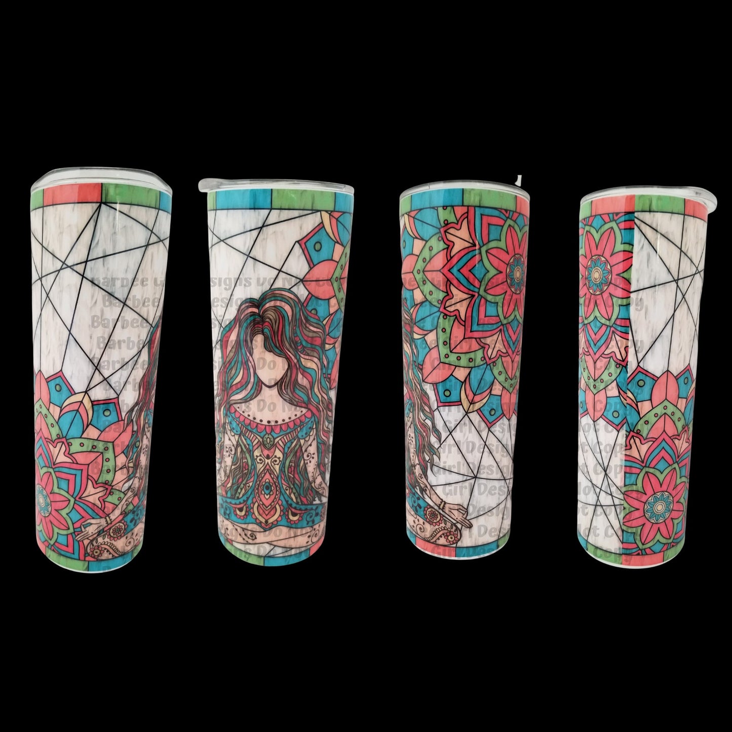 20 0z Stainless Steel Skinny Tumbler with Zen Girl Design