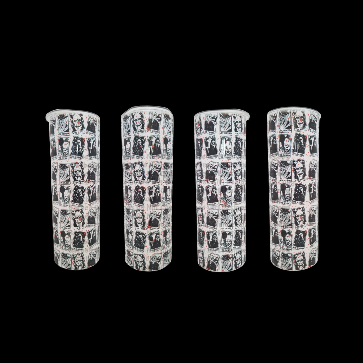 20 oz Stainless Steel "Scary Tarot Cards" Skinny Tumbler