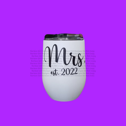 Stainless Steel Stemless Wine Glass "Mrs 2022"