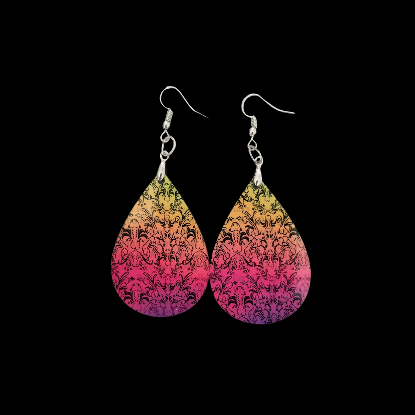 Adult Teardrop Shaped Naughty Peen Design Earrings